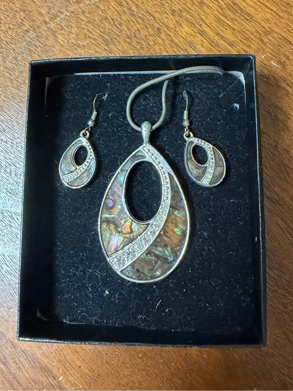 Vintage Kenneth Cole Faux Abalone Necklace and Earrings Set